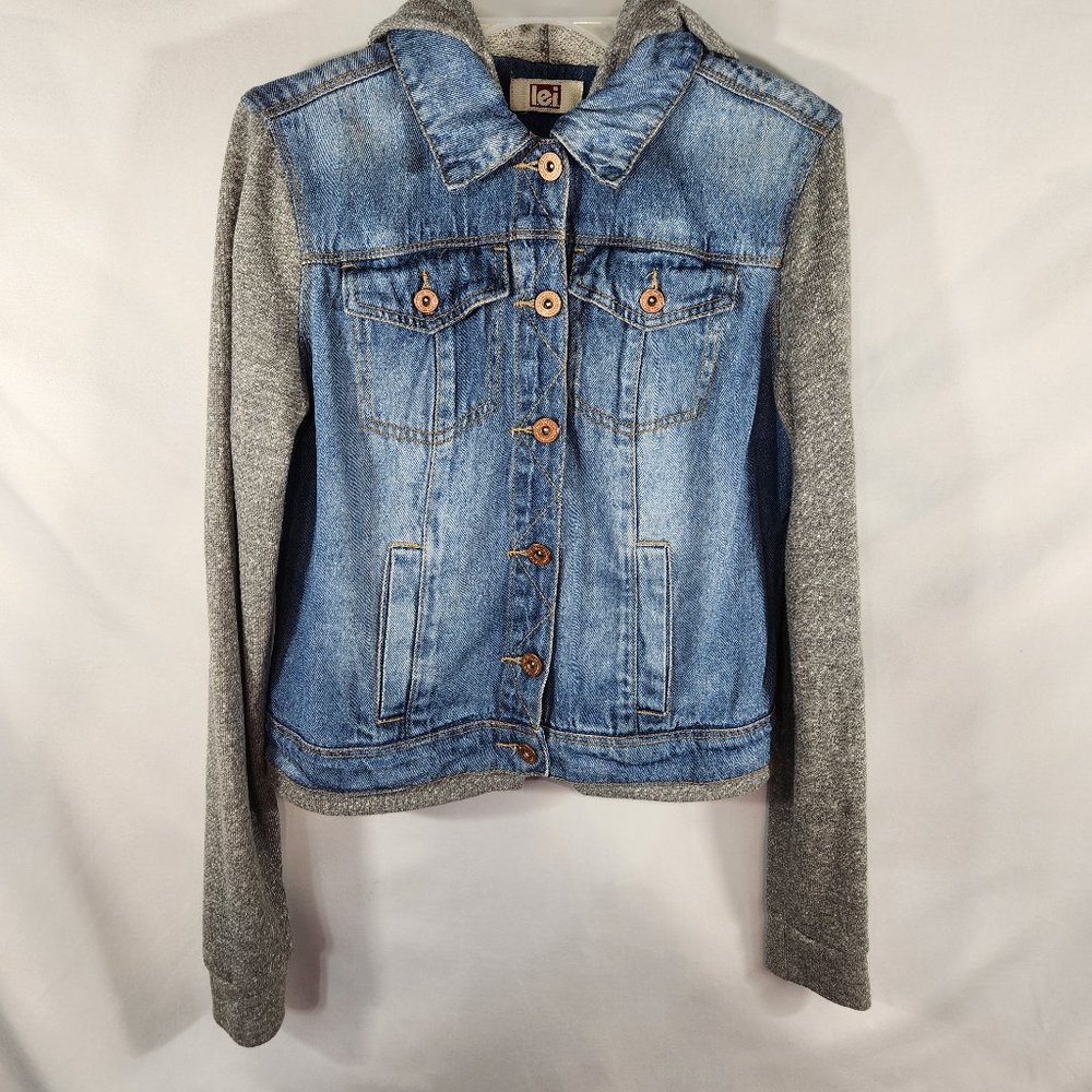 Lei Junior Girls Blue Jean Vest Hoodie Sweatshirt Size S (CH-17)